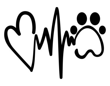 Love Hope köpeği - Kalp ve pençe, kalp ve kalp atış hızı şeklinde elle yazılmış taşıyıcı kalp ritmi. Dövme tasarımı, tişört, hediye, kupa için iyi. Hayvan severler..