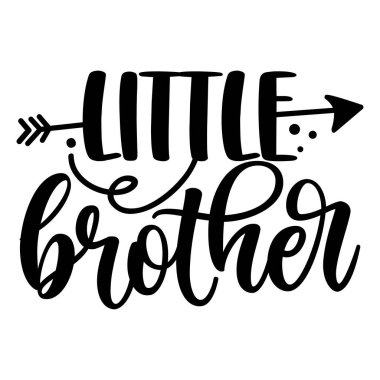 Lil Bro, İskandinav usulü aile kıyafetleri illüstrasyon metni. Bebek partisi kartı, davetiye, afiş. Kaligrafi geçmişi, tipografi posterleri..