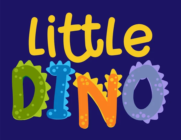 Little Dino Dinosaur Cute Dino Print Design Funny Hand Drawn — Stock Vector