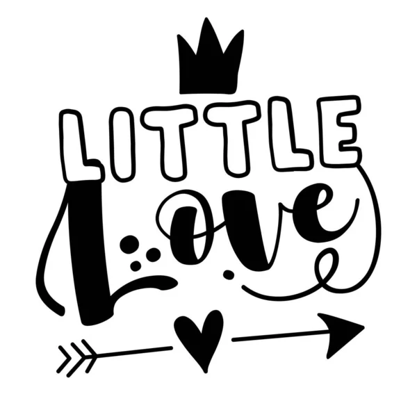 Little Love Cute Calligraphy Phrase Valentines Day 손으로 아름다운 인사말 — 스톡 벡터