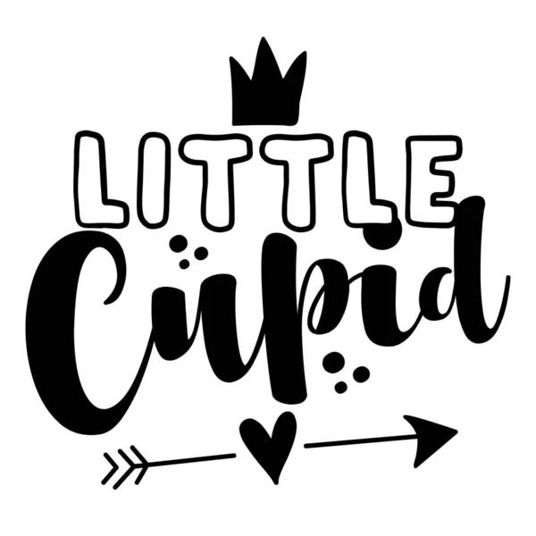 Little Cupid Cute Calligraphy Phrase Valentine Day Hand Drawn Lettering — Stock Vector