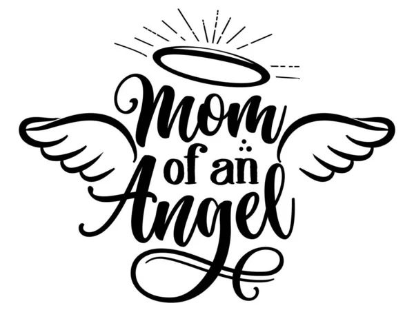 Mamá Angel Frase Memoria Hermosa Dibujado Mano Caligrafía Moderna Descansa — Vector de stock