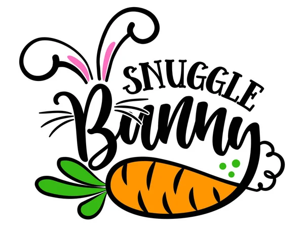 Snuggle Bunny Cute Easter Bunny Design Funny Hand Drawn Doodle — Stock Vector
