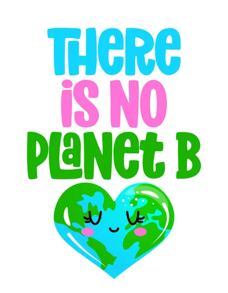 Planet Earth Day Kawaii Drawing Heart Shape Earth Poster Shirt — Stock Vector