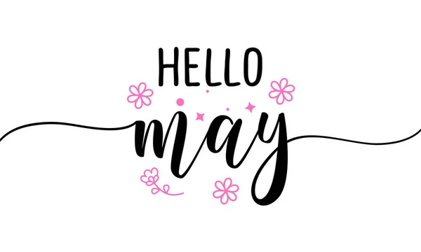 Hello May Εμπνευσμένο Καλωσόρισμα Άνοιξη Σεζόν Όμορφη Χειρόγραφη Προσφορά Tag — Διανυσματικό Αρχείο