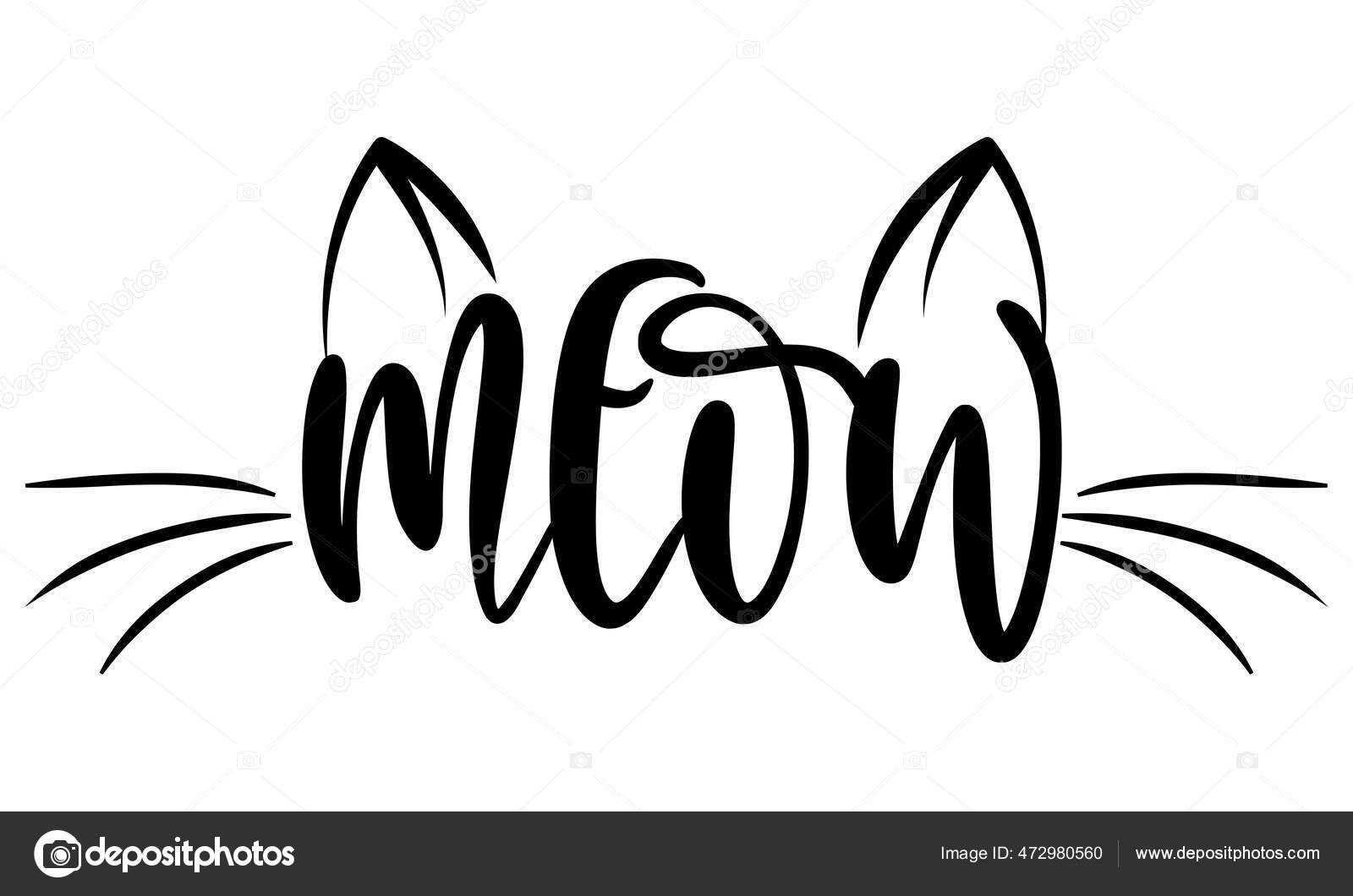 Мяу Слова Усами Кошки Смешное Векторное Высказывание Котенком.