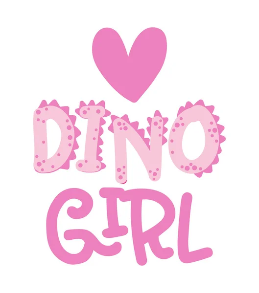 Dino Girl Drôle Gribouillage Dessiné Main Texte Dinosaure Bande Dessinée — Image vectorielle