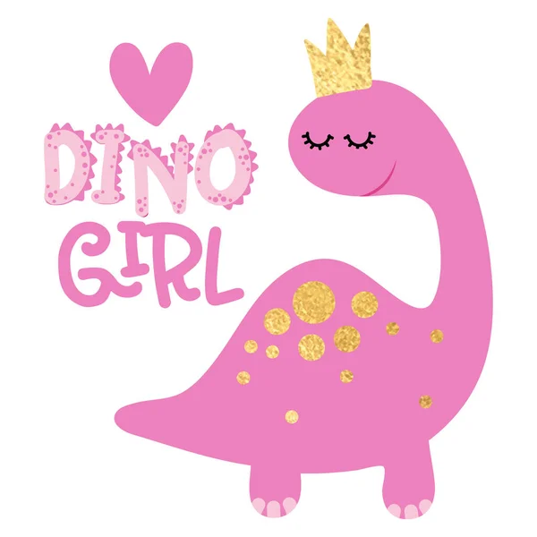 Dino Girl Drôle Gribouillage Dessiné Main Dessin Animé Dino Bon — Image vectorielle