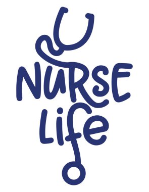 Hemşire hayatı, steteskop şeklinde metinler, dur Coronavirüs, doktor tişörtü. Hemşire, doktor, pratisyen, hemşire gömlek tasarımı şablonu, konuşma balonu tasarımı..