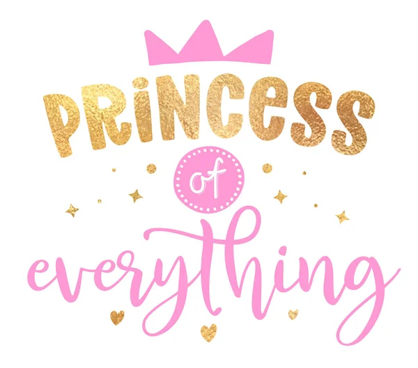 Princesse Tout Illustration Petite Princesse Texte Pour Les Vêtements Fille — Image vectorielle