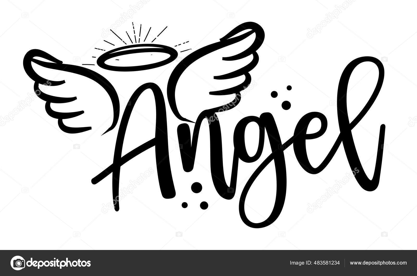 angel-hand-drawn-beautiful-memory-phrase-modern-brush-calligraphy-rest-stock-vector-image-by-azindianlany-483581234