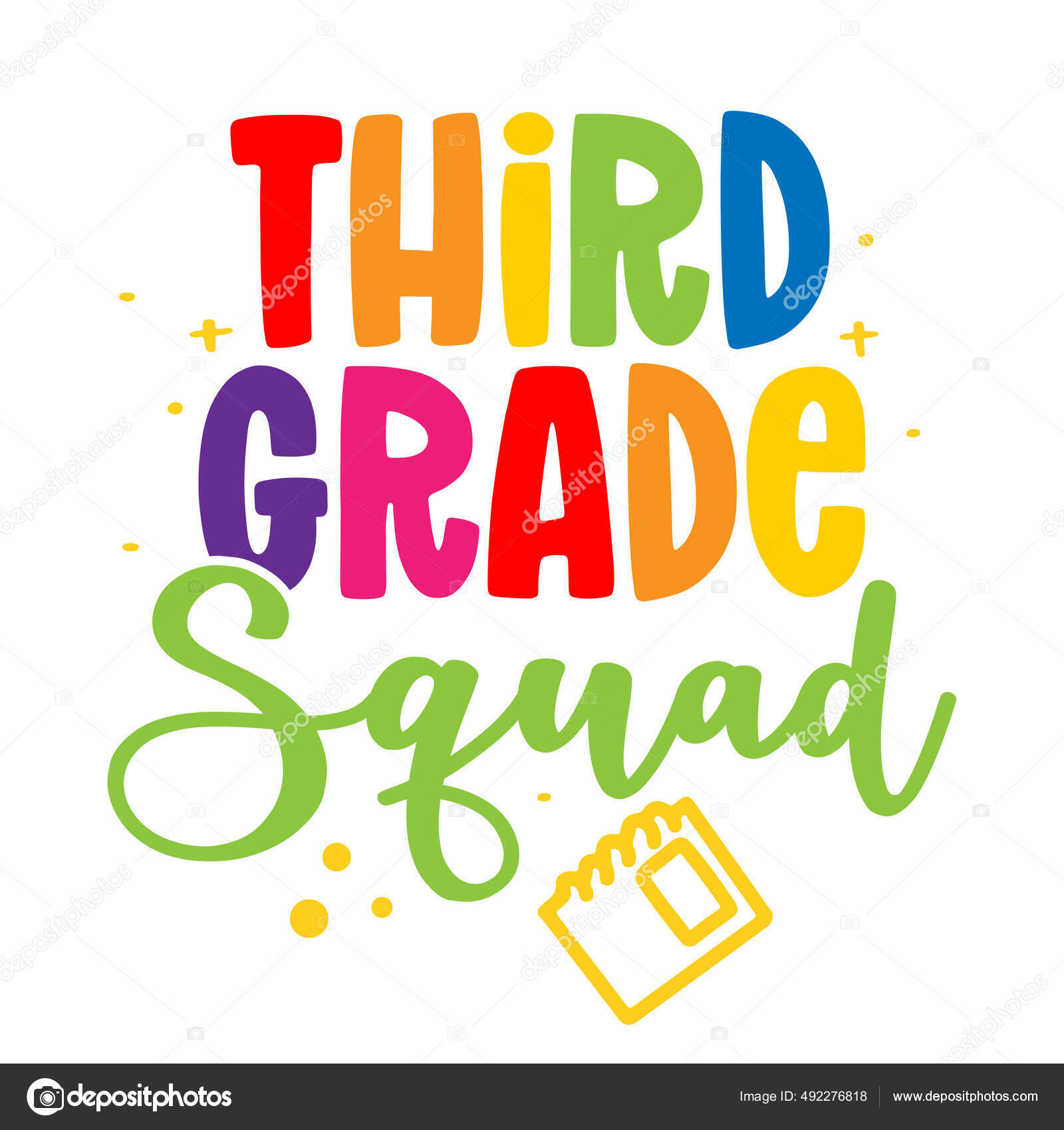 Tercer Grado Squad 3St Diseño Tipográfico Colorido Bueno Para Ropa