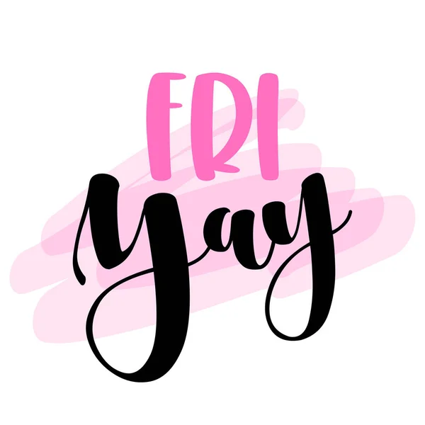 Friyay Viernes Etiqueta Texto Con Cabeza Insignia Rosa Citas Motivacionales — Vector de stock