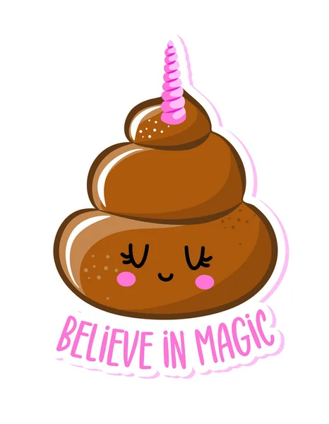 Unicorn Poop Magic Shit Cute Smiling Happy Poop Unicorn Horn — ストックベクタ