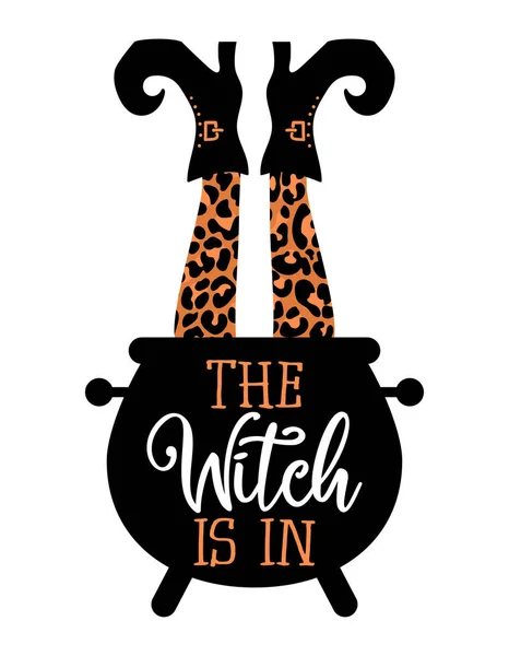 Die Hexe Ist Drin Hexengebräu Halloween Zitat Auf Weißem Hintergrund — Stockvektor