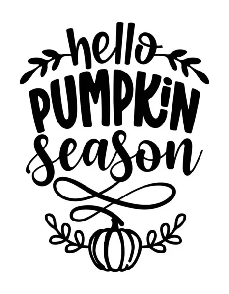 Hello Pumpkin Spice Season Ilustração Vetorial Desenhada Mão Saudação Cor — Vetor de Stock