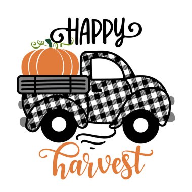 Black And Orange Vintage Truck And Pumpkin Happy Halloween Stickers Black And Orange Vintage Truck And Pumpkin Happy Halloween Stickers