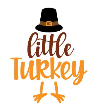 Annenin küçük hindisi, bebek kıyafetleri el yazısı etiketi. Beyaz arka planda izole edilmiş. Şükran Günü tebrik kartları, davetiyeler için el yazması mektuplar. Tişört, kupa ve hediye için iyi. Bebek kıyafetleri.