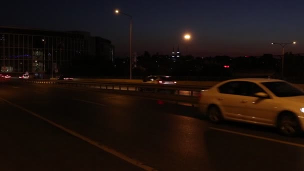 Highway City Night Traffic — Stock video