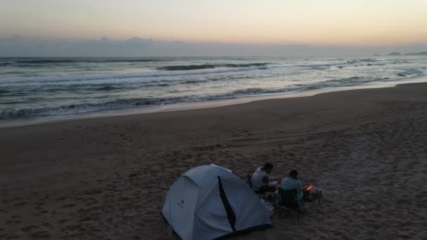 Campamento mañana tienda — Vídeo de stock