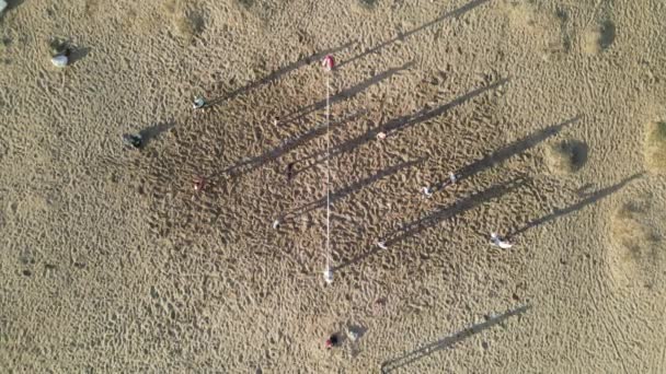 Volley-ball plage de sable drone aérien tir — Video