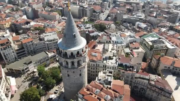 Aerial view Galata Tower — Stock Video