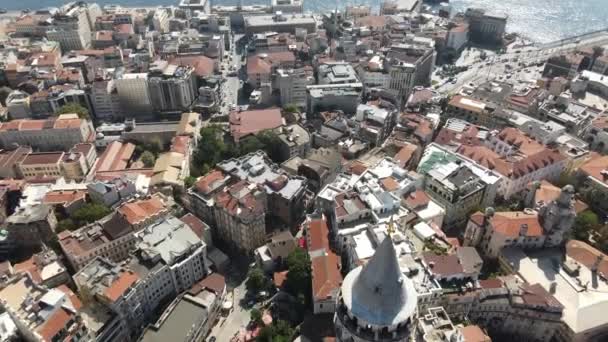 Drohne fliegt Galata Tower Istanbul — Stockvideo