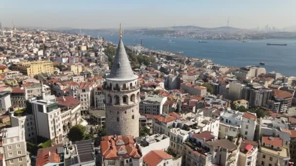 Letecký pohled Galata Tower Istanbul — Stock video