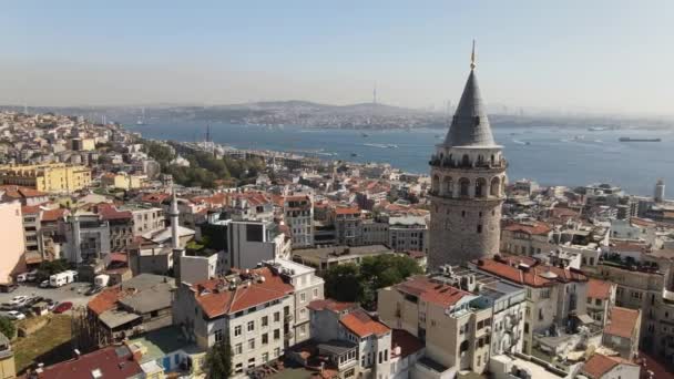 Luftdrohne Galata Tower Istanbul — Stockvideo