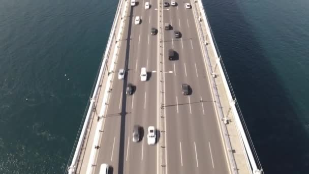 Bosphorus Istanbul Bridge aerial view — Stock Video