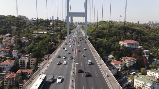 Drone neergeschoten Istanbul Bridge — Stockvideo