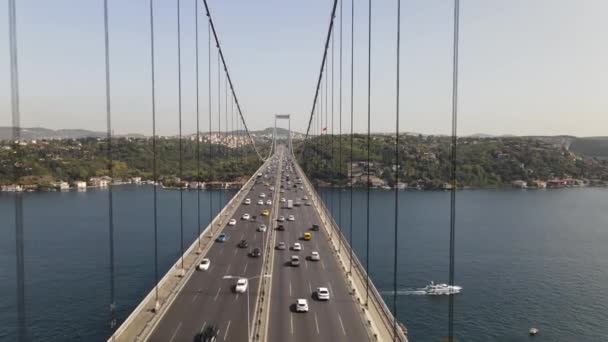 Drone neergeschoten Istanbul Bridge — Stockvideo