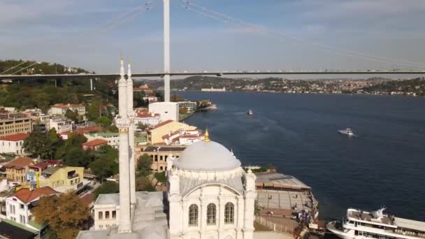 Ortakoy Mosque Istanbul Bridge — Stock Video