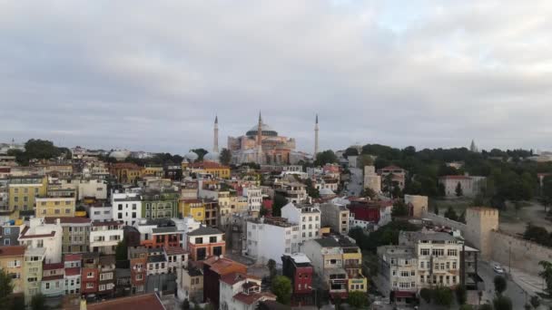 Luchtfoto Istanbul Hagia Sophia Moskee — Stockvideo