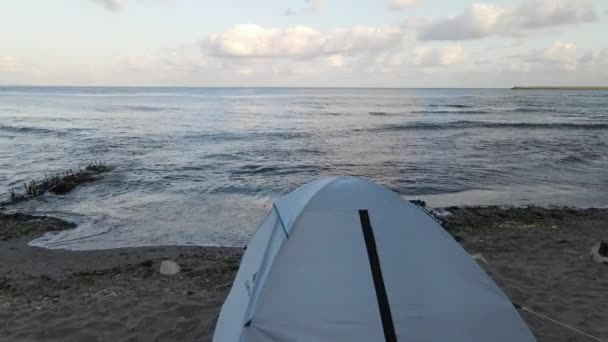 Vakantie Camping Tent Uitzicht vanuit de lucht — Stockvideo