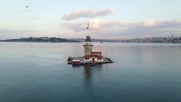 Torre de las Doncellas vista aérea de Estambul — Vídeos de Stock