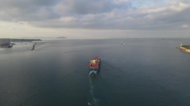 Transporte Sea Ship Drone aéreo — Vídeo de Stock