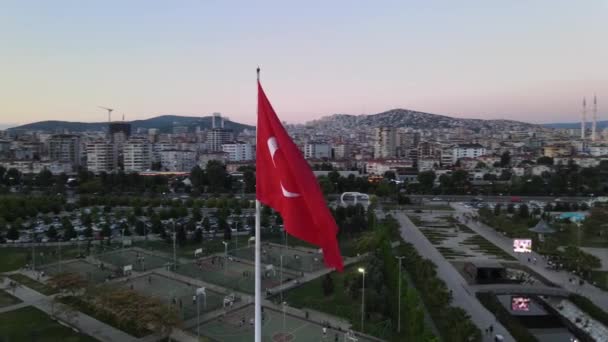 Turecka flaga Dron strzał — Wideo stockowe