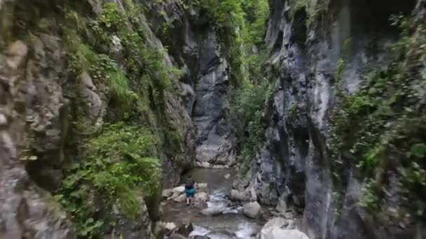 Randonnée Canyon River Vue Aérienne — Video