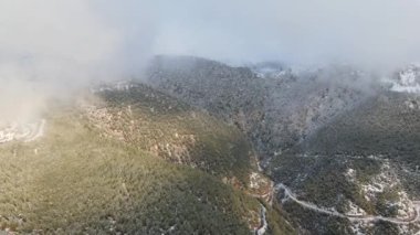 Sisli atlı karlı hava manzarası