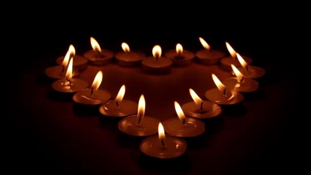 Velas Corazón Fuego Amor Quema — Vídeos de Stock