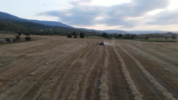 Cosecha de equipos agrícolas en zonas rurales — Vídeo de stock