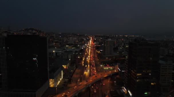 Aérien drone nigth trafic — Video