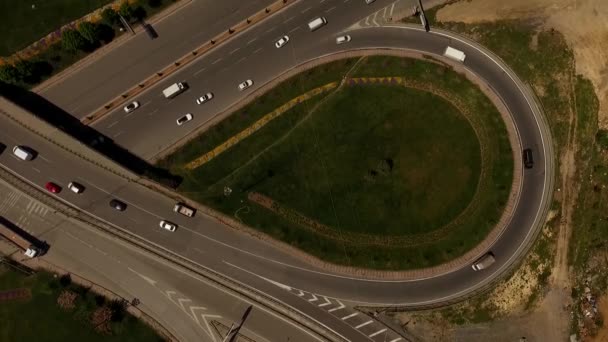 Aerial City Samochody Autostrada skrzyżowanie Ruch — Wideo stockowe