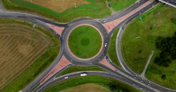 Drone aéreo Automóveis Intersecção Tráfego — Vídeo de Stock