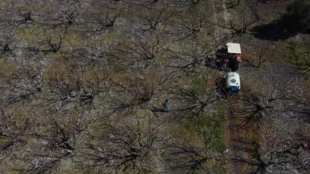 Landbouwarbeiders van luchtdrones — Stockvideo