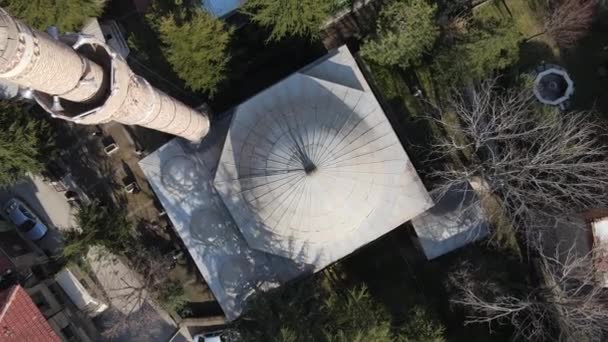 Drone aéreo cúpula mesquita histórica islâmica — Vídeo de Stock