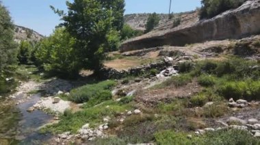 Su akışı yeşil peyzaj dronu
