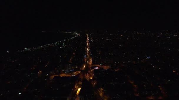 Cidade luzes noite drone estrada — Vídeo de Stock