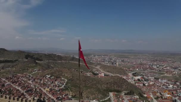 Bandera turca Drone Shot — Vídeos de Stock